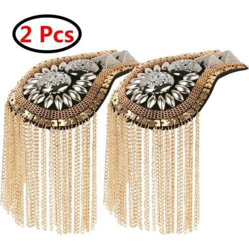2Pcs Korea Shoulder Badge Vintage Bisexual Punk Tassel Chain Epaulet Elegant DIY Uniform Board Brooch Epaulette Suit Accessories