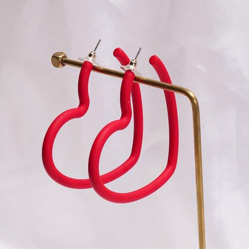 1 Pair Candy Color Exaggerated Big Heart-shape Earrings Hollow Opening Acrylic Fashion Sweet Hoop Earrings Jewelry