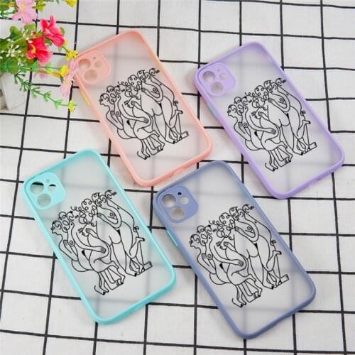 Fashion Minimalist Art Line Human Body Phone Cases for iPhone 12 Mini 11 Pro X XS XR Max 7 8 6 6S Plus SE 2020 Matte Back Cover