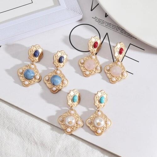 Fashion New Square Baby Blue Drop Luxury Crytal Dangle Earrings