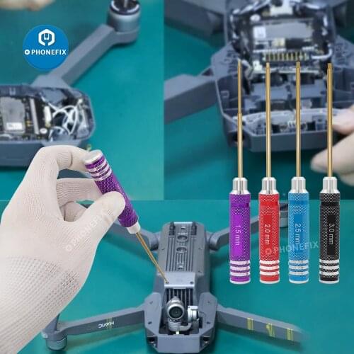 4pcs Hex Screw Driver Set 1.5/ 2/2.5 /3mm Hexagonal Screws Bits with Coloured Handles Compatible For Helicopter Car Racing Drone