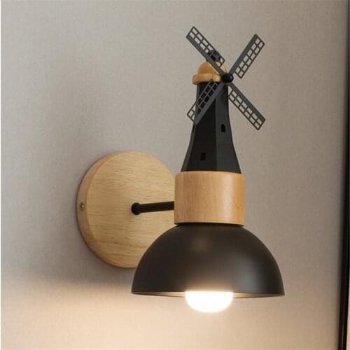 Nordic LED Windmill Wall Lights Cartoon Cute Children Bedroom Bedside Sconces Reading Room Wall Lamps Modern E27 Loft Lighting