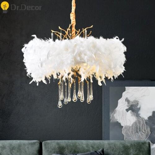 Nordic Luxury Feather Lamp LED Pendant Lights Lighting Living Room Bedroom Pendant Lamp Romantic Hanging Lamps Indoor Lighting