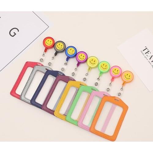 PU Leather Name Card Holders Multi Colored Card Sleeve Bus ID Holders Protective Shell Business Card Badge Case Office Supplies