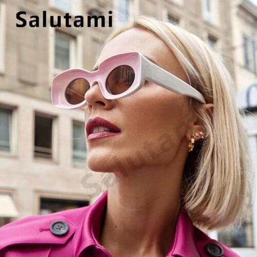 Oversize Square Pink Yellow Frame Women Sunglasses Double Color Frame Vintage Retro Chic Eyewear Men Cool Sun Glasses