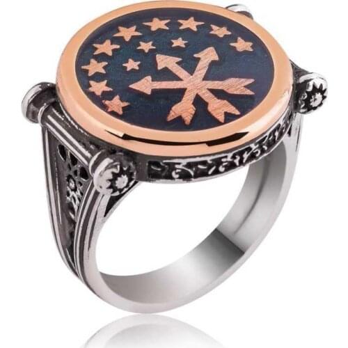 Tevuli 925 Sterling Silver Cherkessia Flag Men 'S Ring