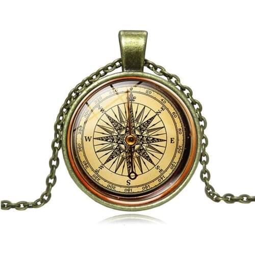 Vintage Compass Necklace Men/Women Unisex Wanderlust Never Lost Inspirational Best Friend Gifts Necklace Dropship