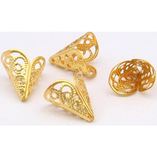 Yage 17*12*18mm 200pcs Gold Filigree Flower Bead Caps For Jewelry Making DIY Beads Bracelet & Necklace Jewelry Findings