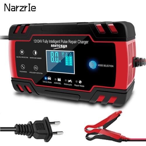 Car Battery Charger 12/24V 8A Touch Screen Pulse Repair Digital LCD Display Smart Fast Charger for Car Motorcycle