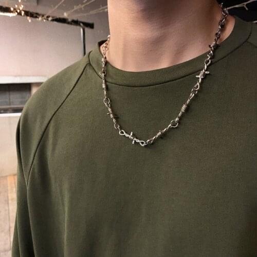 2021 Spring New Brambles Unisex Choker Necklace Women Hip-hop Gothic Punk Style Barbed Wire Thorns Pendant Chain Unisex Gifts