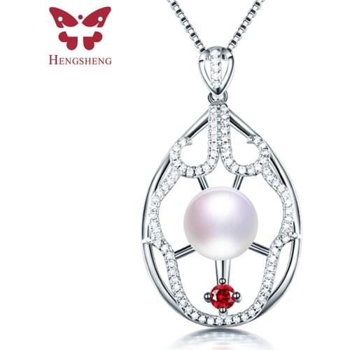 HENGSHENG Top Quality 925 Sterling Silver Zircon Pendant Fine Jewelry Genuine Natural Freshwater Pearl Necklace Gift For Women