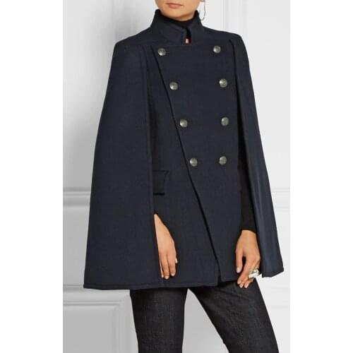 UK 2020 Fall /Winter Newest Runway Designer Women Oversized Wool Poncho Navy Cape Coat Female Cloak manteau femme abrigos mujer