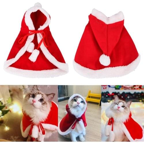 3 Size Dogs Cat Pet Cloaks With Hats Cute Classic Warm Red&White Cotton Costumes Christmas New Year Pets Supplies