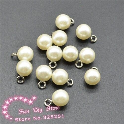 10mm 100pcs resin round pearl beads with ring fashion DIY garment beads accessories