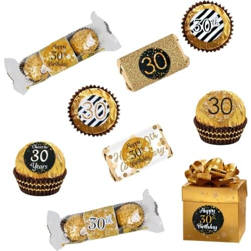 216pcs 30/40/50th Happy Birthday Paper Seal Sticker 30 year old Event Party Gift and Candy Food Stickers Anniversary Party Decor