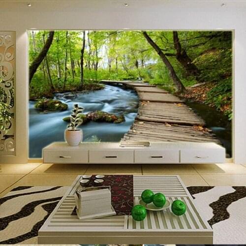 3D three-dimensional landscape painting the living room dining room sofa bedroom TV back wallpaper Custom sizes