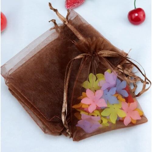 50pcs/lot Coffee Organza Jewelry Gift Bags 30x40cm Drawstring Bags Wedding Candy Bags& Pouch Free Shipping