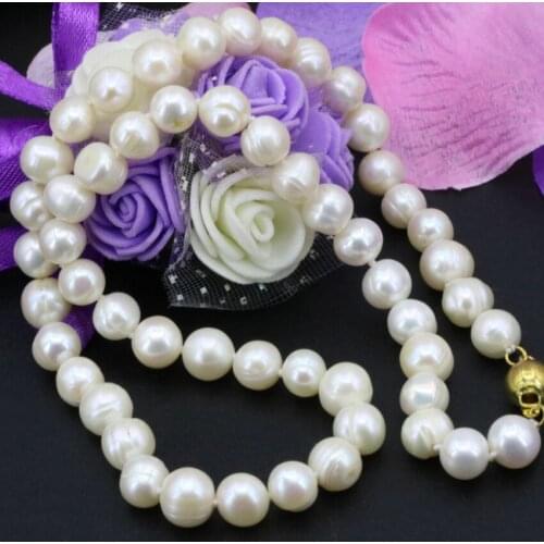 8-9mm natural freshwater cultured white orange pearl beads necklace for women collar jewelry gifts diy choker chain 18inch B3231