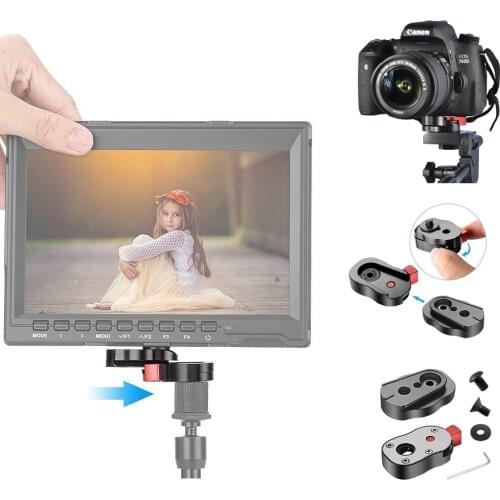 Aluminum Steel Mini Quick Release Plate for Camera Camcorder Rig LCD Monitor Magic Arm LED light 1/4" Screw Mount w/ Wrench