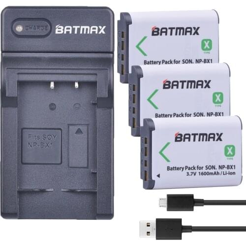 Batmax 3pcs NP-BX1 NPBX1 NP BX1 Batteries + USB Charger for Sony DSC RX1 RX100 AS100V M3 M2 HX300 HX400 HX50 HX60 GWP88 AS15