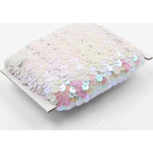 White Colorful Elastic Gleaming Ribbon Sequin Applique Bridal Wedding Applique 10 yards