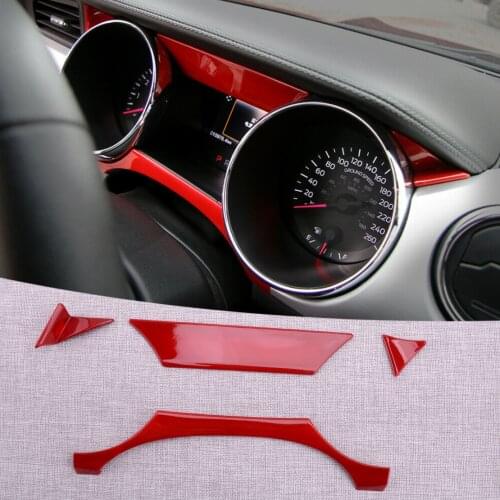 Beler 4pcs/set Red Look Dashboard Instrument Box Odometer Tachometer Cover Trim Frame fit for Ford Mustang 2015-2019 2020 LHD
