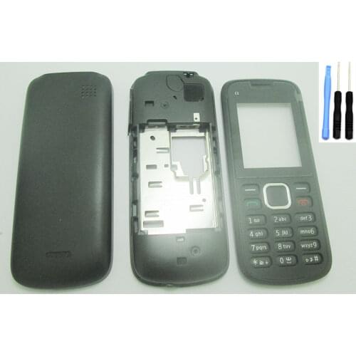 Black Full Body Housing Cover and Keypad FOR Nokia C1-02 C1 02 HOUSING BODY BEZEL KEYBOARD With Open Tools