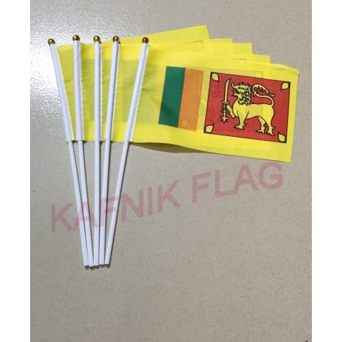 KAFNIK,1pcs a lot Sri Lanka table desk flag banner 14*21cm flag /Plastic flags or suction cups for your choice