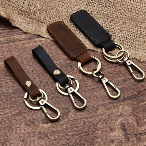 Fashion Genuine Leather Retro Handmade Purse Keychain Car Key Ring Holder Wallet Real Cowhide Keys Clip Men Women Small Gift
