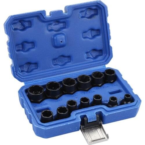 13 pieces of damaged bolt nut screw remover removal kit nut removal sleeve tool threaded hand tool kit with box