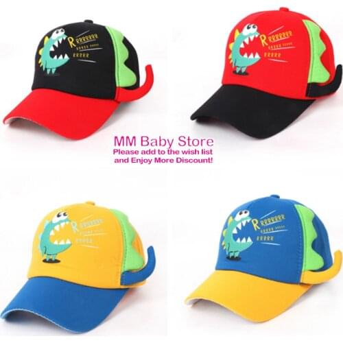 New Fashion Little Dinosaur Cartoon Kids Hat Boys Girls Baseball Caps Cute Net Baseball Hat Cartoon Hat Sun Shading Hip Hop Hat