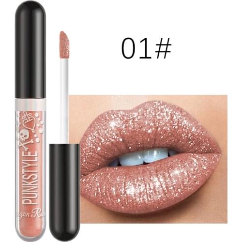 12 Colors Diamond Glitter Lip Gloss Matte Metallic Liquid Lipstick Waterproof Non-stick Cup Pearly Lipgloss Makeup Cosmetics