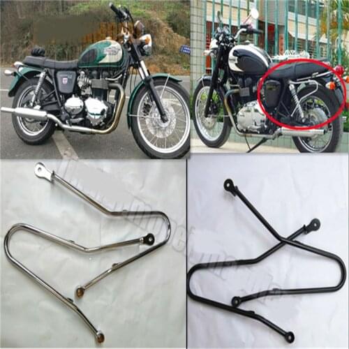 Saddlebag Support Bars Pannier Rail For Triumph Bonneville SE T100 T120 02-16 Chrome Silver / Black