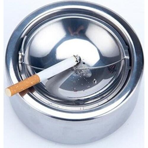Stainless Steel Ashtray Round Smoking Ash Tray Ashtrays Box Cigarete Holder Windproof Ashtray with Cover Smoking Accessories
