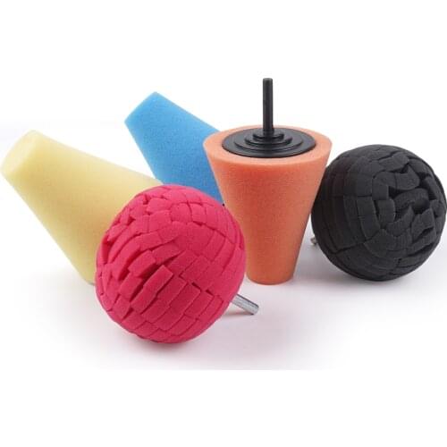 Car Polish Burnishing Foam Sponge Waxing Polishing Wheel Kit Cone Shaped Buffing Pads For Drill Car Polisher Wheel Hub