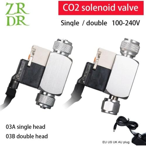 Fish tank low temperature CO2 fish tank solenoid valve, input AC110-240V output DC12V, used for fish tank CO2 adjustment system