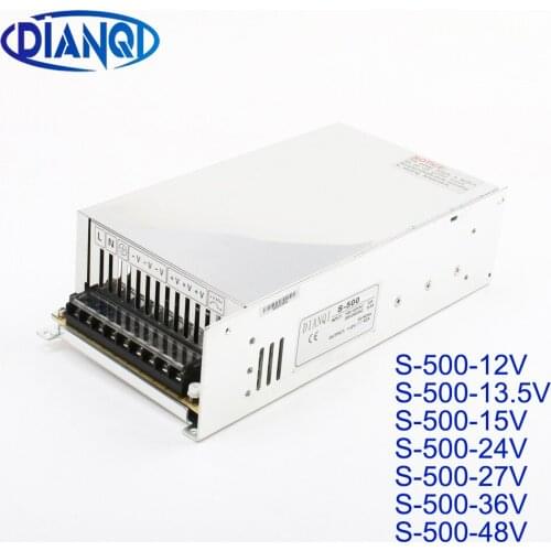 S-500W 12V 13.5V 15V 24V 27V 36V 48V Single Output Switching power supply for LED Strip light AC to DC transformers led driver