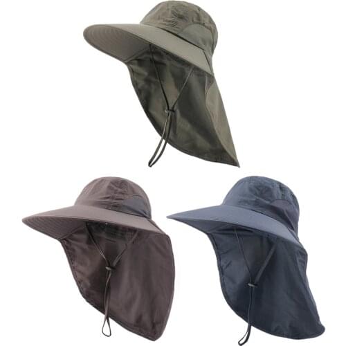 Men Women Fishing Sun Hat Outdoor Water-Repellent Polyester Wide Brim Sun Protection Hats for Outdoor Travel Camping Hiking