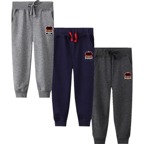 Jumping Meters New Arrival 3-8T Boys Sweatpants Drawstring Childrens Full Length Trousers Fire Truck Embroidery Toddler Pants