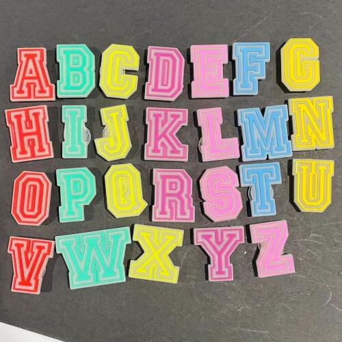 1pcs 26 English Letters A-Z Luminous PVC Shoe Charms Fluorescence Glowing Shoe Accessories Free Combination Kids Adult Croc Jibz