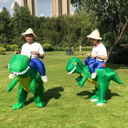 Adult T-rex Inflatable Costumes Halloween Cosplay Costume Green Dinosaur Suit Party Funny Role Play Disfraz for Man Woman