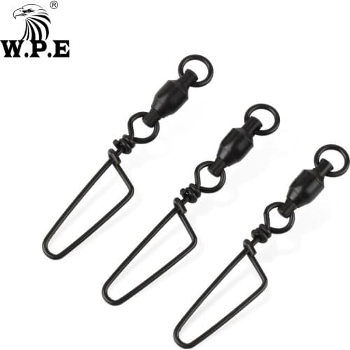 W.P.E 3pack/lot Fishing Swivel Ball Bearing Fishing Connector Stainless Steel Copper Rolling with Snap Solid Ring Fishing Tackle
