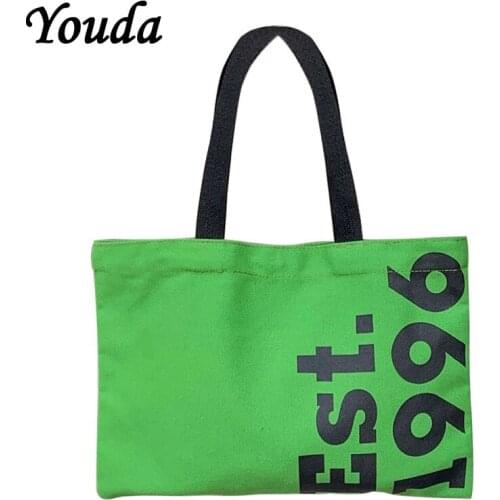 Youda Fashion Letter Women Shoulder Bag Korean Style Canvas Sling Bags Small Square Lunch Handbag Simple Fashion Travel Handbags