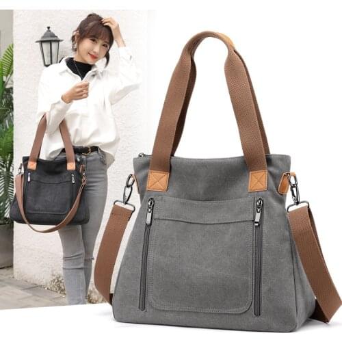 Female New Large Capacity Casual Canvas Top-handle Bag Soft Large Handbag Travel Bags Women High Quality Shoulder Messenger Bag