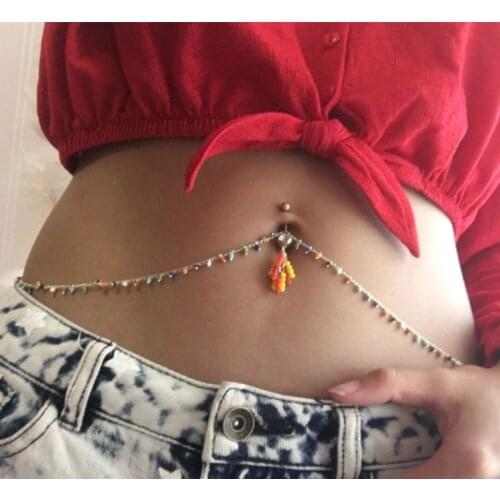 2021Fashion Belly Navel Waist Chain Body Jewelry Women Sexy Bikini Beach Body Chain Vintage Paillette Charm Body Chain Jewelry