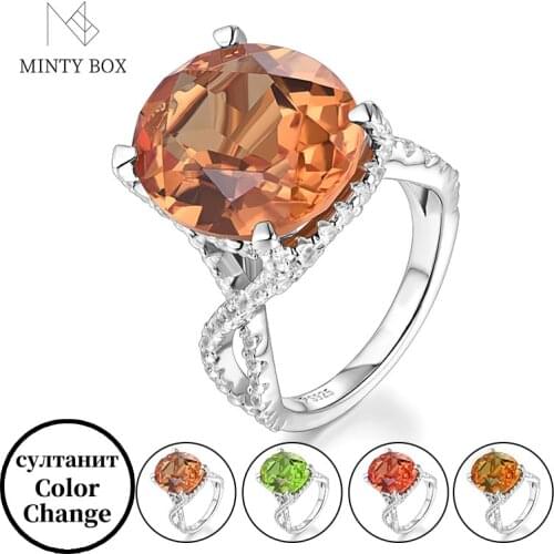 Mintybox Zultanite Ring 925 Sterling Silver Oval 14mm*17mm Created Diaspore Ring Womens Declaration Wedding Engagement Gift