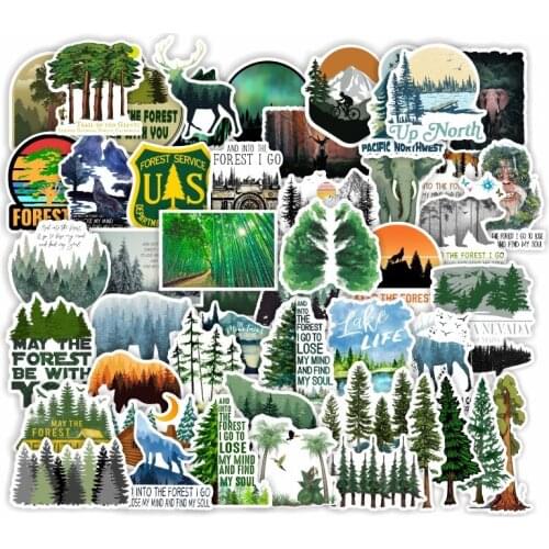10/50Pcs Green Natural Forest Landscape Stickers Waterproof Decal to Laptop Motorcycle Luggage Snowboard Fridge Car Pegatinas