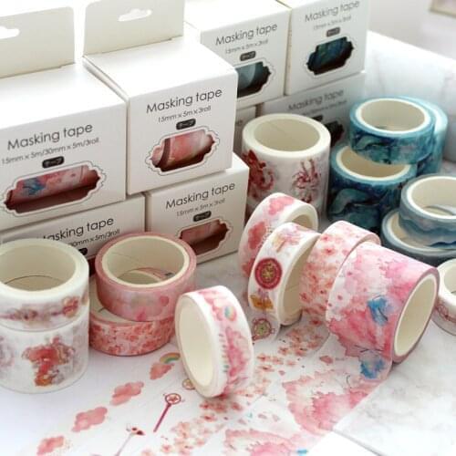 3 Pcs/lot Painting Washi Tape Set Cute Adhesive Tape DIY Decoration Sticker Scrapbooking Diary Masking Tape Stationery Supply