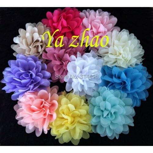 4" New Sytle Chiffon silk hair Flowers, hair accessories flower 80pcs/lot, 16 color in stock, free shipping