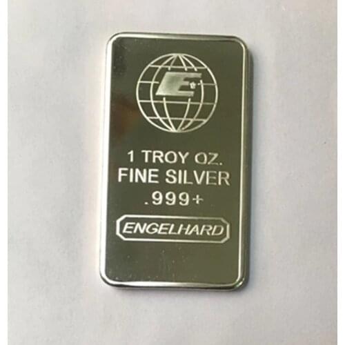 50 pcs The Engelhard Fine silver bullion bar 1 OZ silver plated ingot badge 50 mm x 28 mm collectible home decoration bars